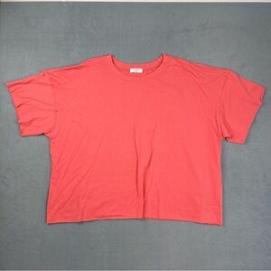 Zenana Shirt Top Womens Size 3X Pink Raw Hem Short Sleeve Oversized